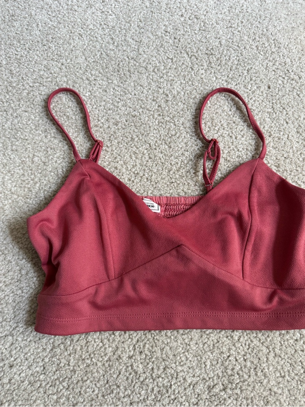 Dusty Rose Cropped Bralette Top with Adjustable Straps y2k